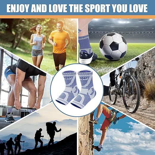LISEPWU Copper Ankle Brace, Copper Infused Ankle Support Compression Sleeve for Men & Women, for Foot Pain Relief, Sprained Recovery, Achilles Tendonitis, Daytime or Night Use(Blue M)