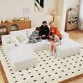 96" W Cloud Sectional Couch with Ottoman,Modern U-Shaped Cloud Couch with Deep Seat,Comfy Corduroy 3-Seater Sofa,Memory Foam Sofa for Living Room,No Assembly (White,Right-Facing Chaise)