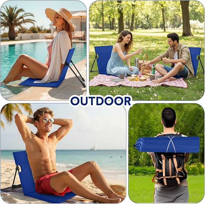 Jetec Foldable Floor Backrest Chair Portable Camping Chair with Storage Bag Light Weight Lazy Seat for Indoor Outdoor Bed Ground Park Lawn Concerts Beach Hiking