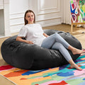Hobestluk 3FT Bean Bag Chair Large Beanbag with Removable Cover Adult Bean Bag Chair with Portable Handle Desgin for Living Room Bedroom (Black, 3FT)