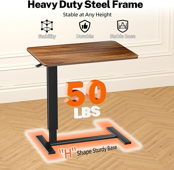 Adjustable Overbed Bedside Table with Wheels(31.2" W), Hospital Bed Table Over The Bed, Mobile Standing Desk Rolling Computer Cart, Laptop Desk with Hidden Casters