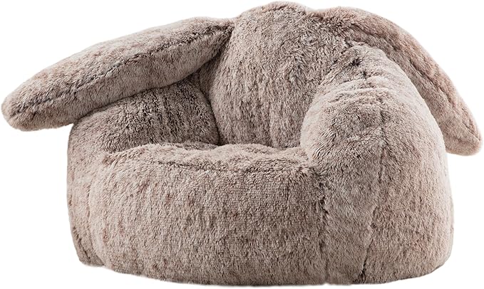 Bean Bag Chair for Adults Kids Giant Fluffy Plush Bean Bag Sofa with Filler Faux Fur Rabbit Shaped Beanbag Chairs Comfy Accent Floor Couch for Gaming, Reading in Bedroom, Living Room, Dorm