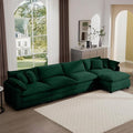 Aoowow Corduroy 4 Seater Cloud Couch with Ottoman,Modern Cloud Couches for Living Room,Modular Sectional Cloud Sofas with Deep Seat,Oversized Tufted L-Shaped Sofa Set (Green, 4 Seater + 1 Ottoman)