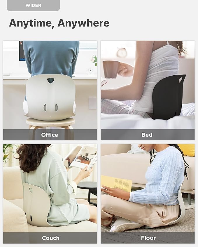 Curble Wider(Standard Wide) – Ergonomic Lower Back Support, Lumbar Support Back Posture Corrector for Low Back Pain Relief, Perfect for Home Office Desk Chair, and Floor Seat, Patented (Red)