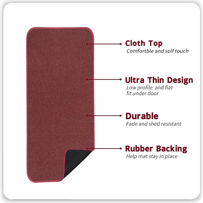 Bosap Christmas Bath Mat,Ultra Thin Bathroom Runner Rugs,Large Bath Mats for Bathroom,Quick Dry,Non-Slip,Machine Washable,Low Pile,Bath Rug,Shower Outside,Sink,Home Decor Accessories.Red,（17x59inch）