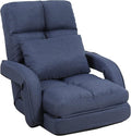 DeeLyan Indoor Floor Chair with Armrest and Pillow Folding Chaise Lounge Sofa 14-Position Adjustable Comfy Gaming Recliner Chair Padded Seats for Adults (Blue)