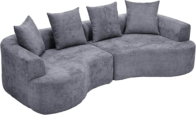 109” Curved Sectional Sofa, Chenille Fabric Modular Cloud Couch, No Assembly Required Half Moon Couch with Deep Seat, 4 Pillows for Living Room, Apartment, Bedroom