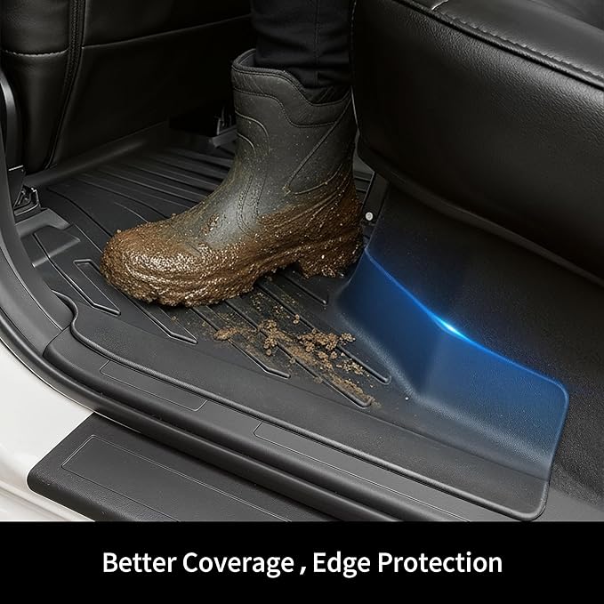 OEDRO 2Gen Floor Mats Fits for 2017-2026 Ford F250/F350/F450 Super Duty Crew Cab w/Under Seat Storage, TPE All Weather Custom Fit F250 Super Duty Accessories Floor Liners (1st&2nd Bucket Seats)