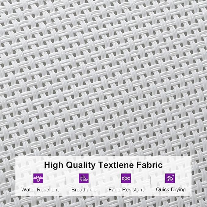 PURPLE LEAF Outdoor Lounge Chair Set Patio Chaise Pool Lounger Aluminum Frame with 2 Side Table and Wheels for Outside Sunbathing Tanning Recliner Including Pillows White