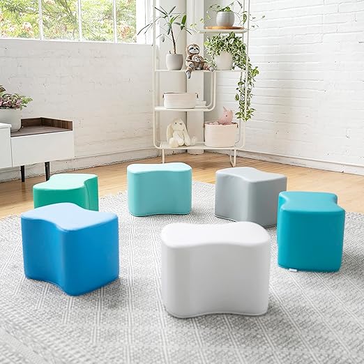 ECR4Kids SoftZone Toddler Modular Stool Set, Flexible Seating, Contemporary, 6-Piece