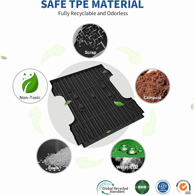 OEDRO Truck Bed Mat Fit for 2017-2025 2026 Ford F250/F350/F450 (6.75ft,81.9" Bed), TPE All Weather Ford F250 6.75FT Heavy Duty Pickup Bed Liner Accessories, Black