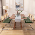 Zesthouse Natural Rattan Dining Chairs Set of 6, Modern Dining Room Chairs with Solid Wood Back for Kitchen Living Room, Mid Century Breuer Design Inspired, Upholstered Faux Leather Green