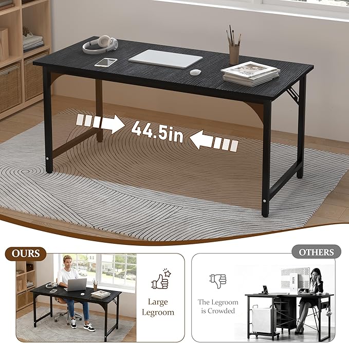 47 X 23.6 inch Computer Desk, Office Desk with Deeper & Thicker Desktop, Modern Simple Study Table with Sturdy Metal Frame & Large Legroom, Study Writing Work Desk for Home Office, Bedroom