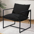 Kromax Sling Accent Chair, Cozy Living Room Chairs, Square Metal Frame, Upholstered Soft Cushion, Sponge, 28" x28“x32, Easy Assembly, Black