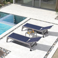 PURPLE LEAF Outdoor Lounge Chair Set for 2 Pool Reclining Lounge Chairs with Easy-to-Move Wheels and Adjustable Backrest Aluminum Patio Chaise Lounger for Beach Yard Pool Table Included, Ocean Slate
