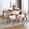 KHISCHMO Mid Century Modern Dining Chairs, Upholstered Linen Fabric Chairs with Curved Backrest and Wood Legs, Comfy Kitchen Vanity Chair for Dining Room/Living Room/Kitchen, Set of 4 Cream