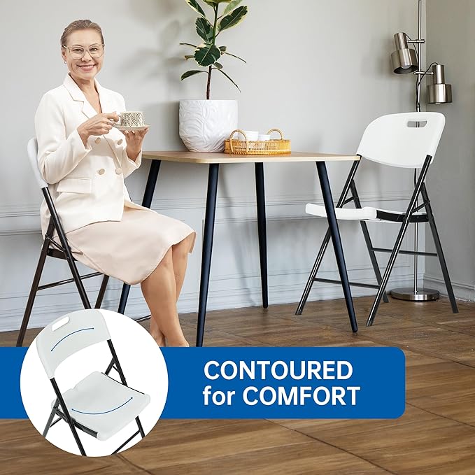 Winlice 50 Pack Thicker 800 LBS White Folding Chairs, Commercial Grade Folding Chair, Foldable Chairs for Events
