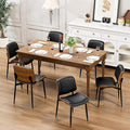 YaFiti Dining Chairs Set of 6, FSC Certified Mid Century Modern Accent Dining Room and Kitchen Chairs, Upholstered PU Leather Diamond Check Chairs with Walnut Bentwood and Metal Legs, Black