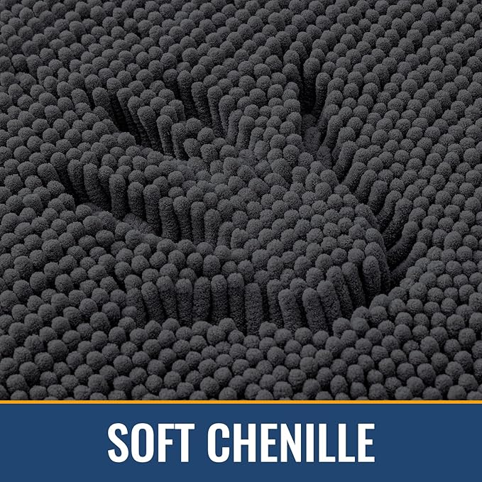 Arotive Bathroom Rugs 59x24, Extra Soft Absorbent Shaggy Chenille Bath Rugs, Machine Washable Rubber Backing Non-Slip Bath Mats for Bathroom Floor Tub and Shower, Home Decor Accessories, Dark Grey