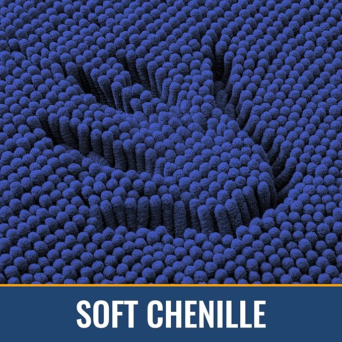 Arotive Bathroom Rugs 30x20, Extra Soft Absorbent Shaggy Chenille Bath Rugs, Machine Washable Rubber Backing Non-Slip Bath Mats for Bathroom Floor Tub and Shower, Home Decor Accessories, Royal Blue