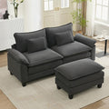 URRED Cloud Couch Modular Sectional Sofa, 87" Modern L Shaped Deep Seat Sofa with Ottoman & Pillows, Ultra Comfy Velvet Couches for Living Room, Bedroom or Apartment, Dark Gray