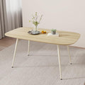 47.2'' Modern Farmhouse Dining Table, Wooden Rectangular Dining Table with Metal Legs for 4 People for Dining Room, Kitchen, Living Room (Cat Scratch Table, 47.2")