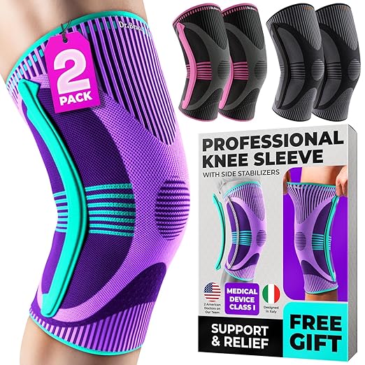 DR. BRACE ELITE Knee Brace with Size Stabilizer (2 Pack) Knee Brace for Women & Men, Workout, Sports, Daily Knee Compression Sleeve for Maximum Knee Pain Support & Fast Recovery (Galaxsis, XXX-Large)