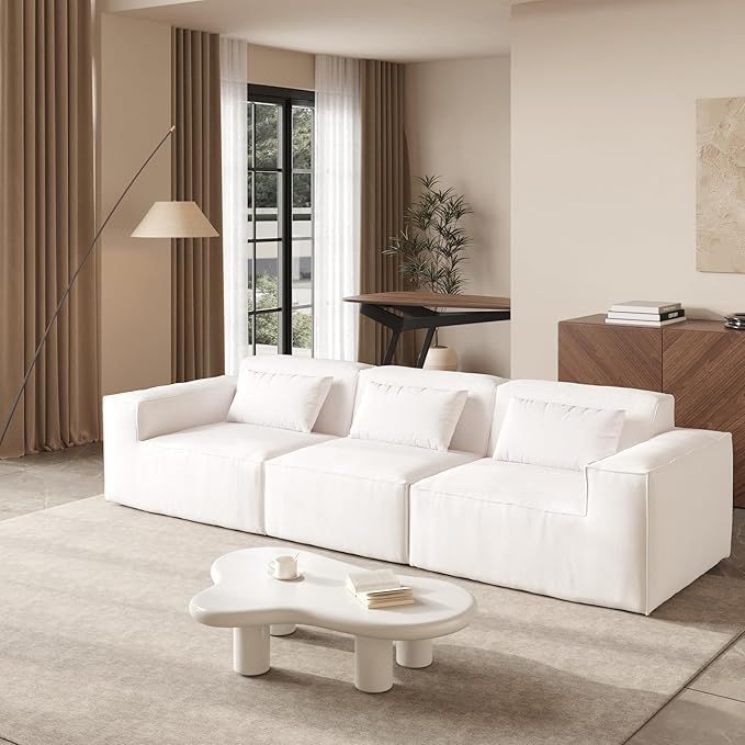 JACH 118" Modular Sectional Sofa, Huge Plus 3 Seater Cloud Couch, Modern Comfy Cloud Couches, Sofas Furniture for Living Room, Office, Apartment, Beige