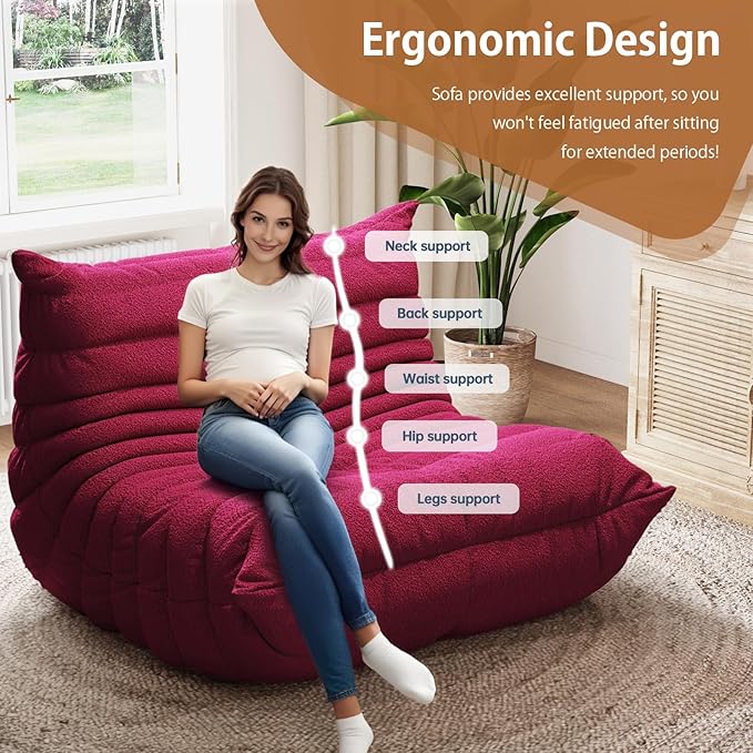 Selyteramy Oversized Bean Bag Chairs for Adults, Giant Beanbag Chair with Memory Foam, Comfy Lounge Chair Lazy Sofa for Apartment, Living Room, Bedroom, Office(Teddy Fabric)