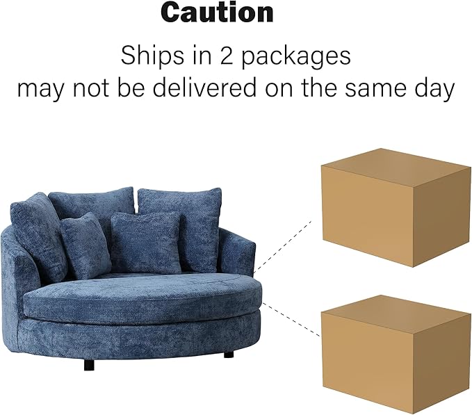 Chifee & Vingol 59.8" W Oversized Accent Barrel Chair Large Round Chair with Wheels,Blue