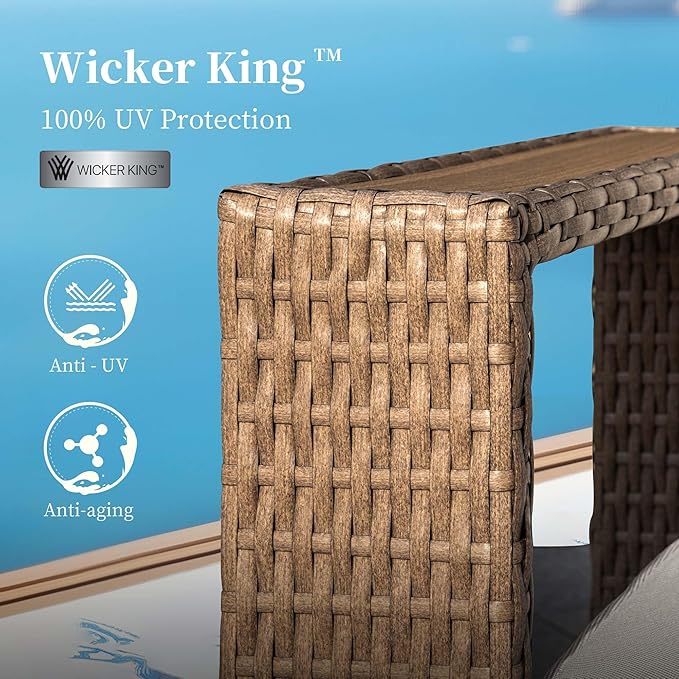 7 Pieces Modular Patio Furniture Set,Outdoor Wicker Conversation Set with Swivel Chairs and Ottomans,All Weather Patio Conversation Set for Lawn Garden Backyard,Beige