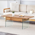 HanStrong 43.3" Lift-Top Coffee Table with Storage,Marble & Tempered Glass Space-Saving for Living Room,Office,Natural