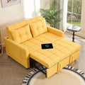 GOSUHI 52" Sleeper Sofa with Pull-Out Bed, 3-in-1 Convertible Sofa Bed, Loveseat with Stepless Adjustable Backrest and Side Pocket, for Living Room Dorm Apartment, Linen, Yellow