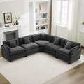113'' V Shaped Cloud Sectional Sofa, Oversized Deep Seat Couches for Living Room, Chenille Comfy Upholstered Modular Sectional Sofa Couch, Dark Grey