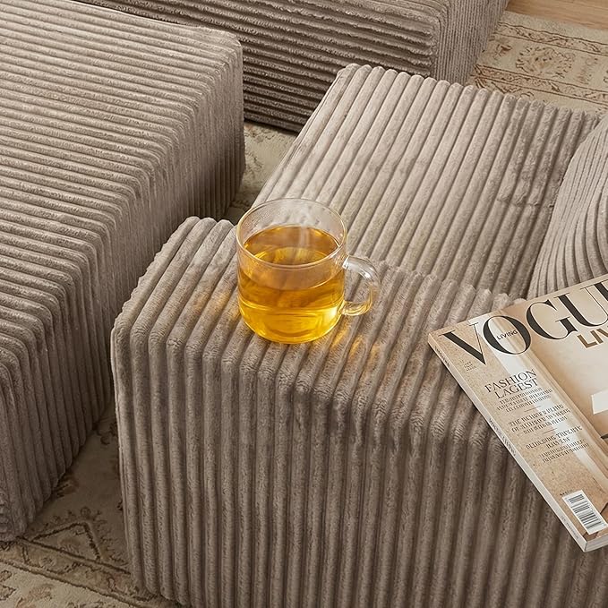 Sytopia 109" L-Shaped Cloud Couch, Boneless Modular Sectional Sofa with Deep Seat for Living Room Bedroom, Modern Floor Couch Corduroy, Comfy Sleeper Futon Sofa Bed 40D Foam Furniture, Left Facing