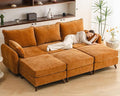 Rexulqo 104'' Modular Sectional Sofa with All Seats Storage, Oversized Sleeper Sofa Bed,Comfy Cloud Couches with Movable Ottoman,24.5'' Deep Seat,Large Sectional for Living Room,Bedroom,Velet,Yellow