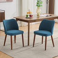 ElfinAura Dining Chair Set of 2, Linen Upholstered Dining Chair with Wood Legs, Wing Backrest, Wooden Kitchen Chair, Kitchen Chairs with Thick Cushions for Dining Room, Living Room, Blue