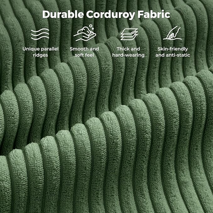 Vesgantti 97" Modular Sectional Sofa Green, U-Shaped Couch with Movable Ottoman, Comfy Corduroy Couch with Spring Cushion, Modular Sofa with Deep Seat for Living Room, Bedroom and Apartment