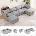 Oversized Modular 6 Seater Sofa with Removable Covers and Storage, Convertible U, L-Shaped and Sleeper Sectional, Modern Sectional Couch with Ottoman Chaise for Living Room, Bedroom, Apartment, Gray