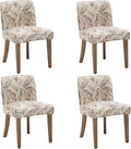 chairus Farmhouse Dining Chairs Set of 4, Upholstered Comfy Dining Room Chairs Linen Fabric Walnut Brown Wood Kitchen Chairs for Dining Table, Living Room, Kitchen, Floral Pattern