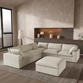 Cloud Couch Modular Sectional Sofa with Storage Ottomans,160.6" Down Filled 6 Seater Convertible Sectional Sofas,V Shaped Khaki Couch for Living Room,Covers Washable&Replaceable