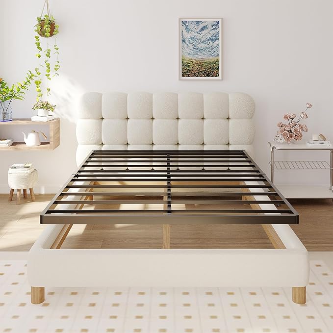 Upcanso Full Size Box Spring Bed Base 2 Inch, Low Profile Metal Boxspring Full Size Bunkie Board 2 Inch, 3000 Lbs Max Weight Capacity Mattress Foundation, Noise-Free, Easy Assembly