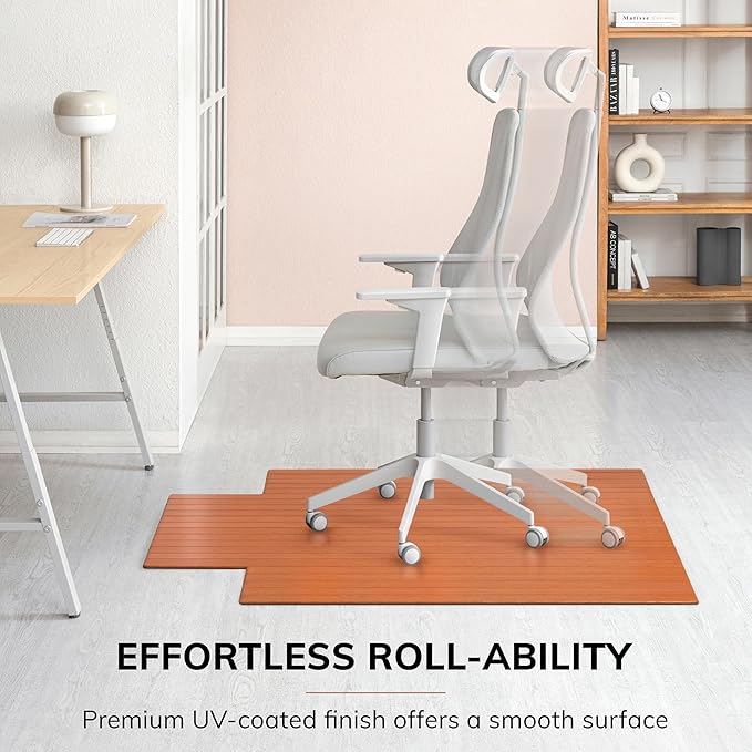 Anji Mountain Office Chairmat Thickest & Sturdy Bamboo Chairmats Highly Premium Quality Anti-Slip Heavy Duty for Multi-Purpose Hardwood Floor Office & Home Floor Protector Office Chair mat-5mm Thick