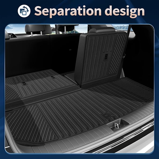 2026 Palisade Floor Mats Only Fuel 7-Seat All Weather TPE Cargo Mat with Backrest Mat for Hyundai Palisade Accessories 2026 SE/SEL Convenience/SEL Premium/Limited/XRT PRO/Calligraphy Black