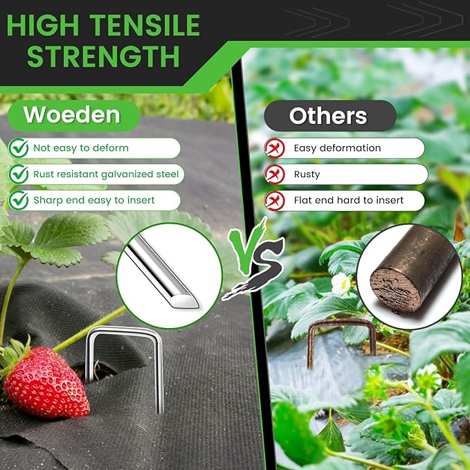 60 Pack 6 Inch Landscape Staples 11 Gauge Heavy Duty Galvanized Garden Stakes, U-Shaped Ground Pins for Weed Barrier Fabric, Drip Irrigation Tubing, Sod, Lawn & Christmas Outdoor Decorations