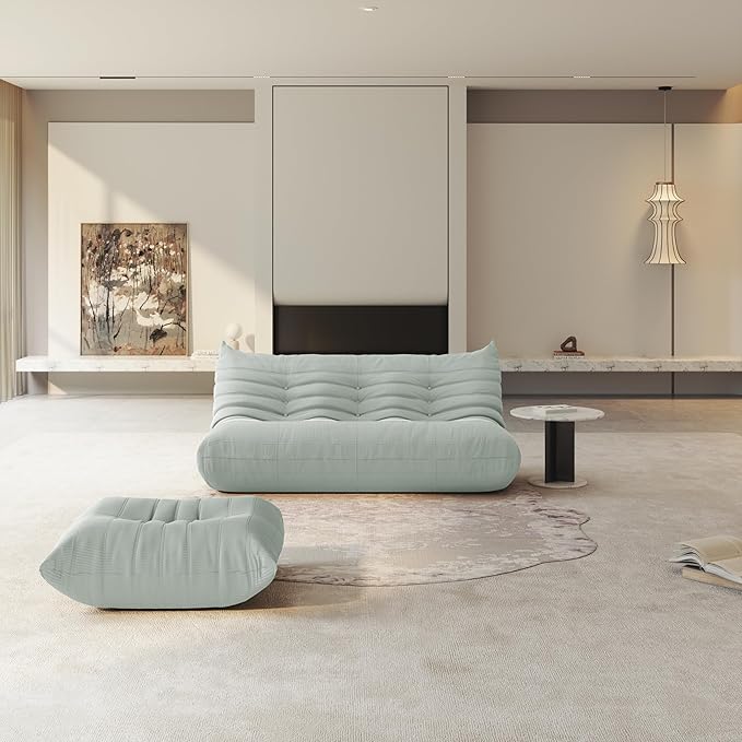 Bean Bag Chair for Adults, Fireside Chair Lazy Floor Sofa, Modern Corduroy Fabric Caterpillar Sofa Couch, Armless Foam Lounger Tatami Recliner Bean Bag Couch for Living Room Bedroom Dorm Office