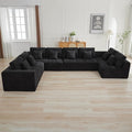 170''Modular Sectional Couches for Living Room, Cloud Boneless Compressed Sectional Sofa, Oversized U Shaped 8 Seater Upholstered Memory Foam Sofa, No Assembly, Chenille Black