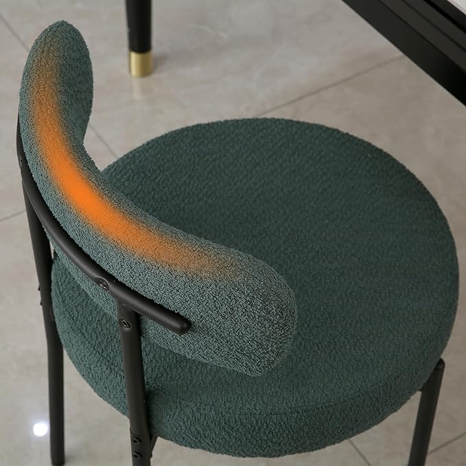 DYHOME Dining Chair One Chair for Kitchen Dining RoomUpholstered Boucle Dining Chair with Black Metal Legs,Curved Backrest Modern Dining Room Chair,Green