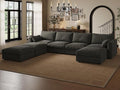 Cloud Modular Sectional Sofa Couch with Storage Ottoman, 128" Oversized Sectional Couches for Living Room, Cloud Modular U-Shaped Sofa with Chaise, 7 Seater, Chenille, Light Gray