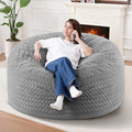 HABUTWAY 4FT Bean Bag Chair,Giant Bean Bag Chairs for Adults,Big Bean Bags with Memory Foam Filled, Large Beanbag Chairs with Chevron Plush Cover-Grey